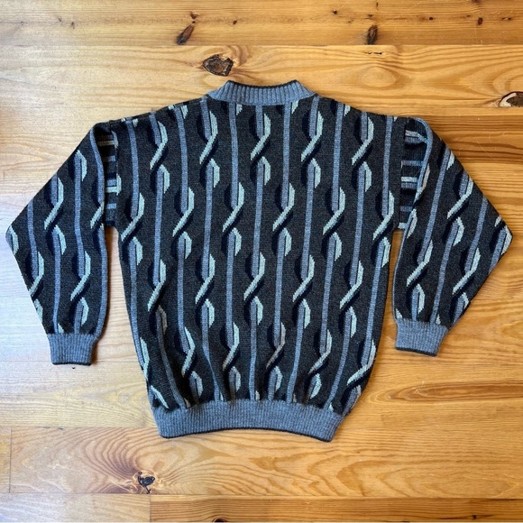 Vintage Gabicci Sweater Mens Large Brown Wool Blend Jumper England 3D V Neck - Picture 2 of 9